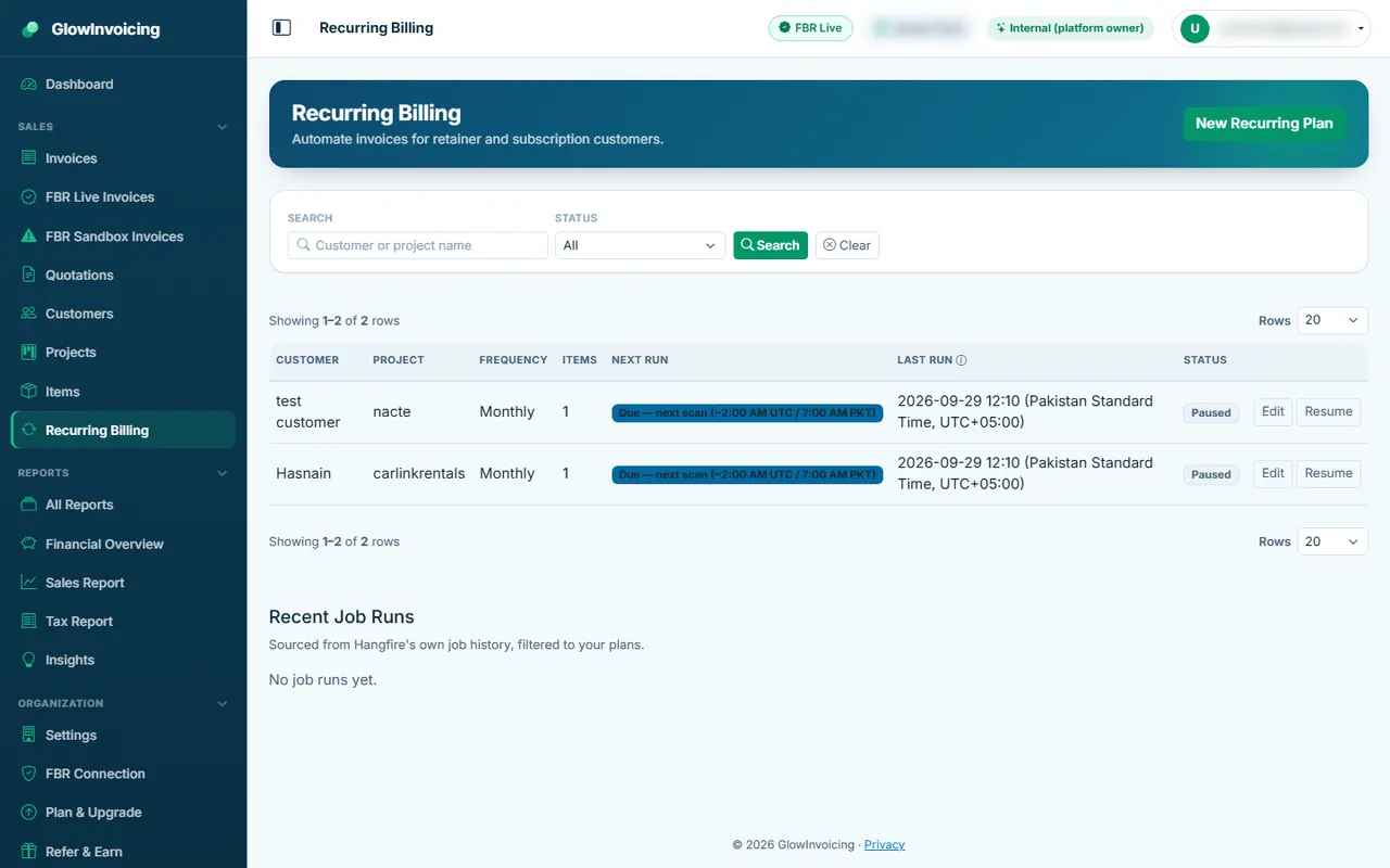 Recurring billing